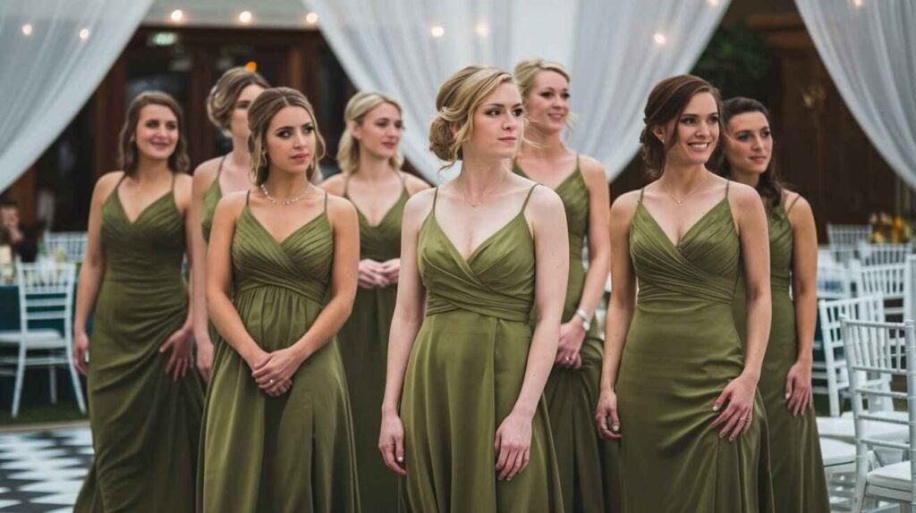 Olive Green Bridesmaid Dresses 
